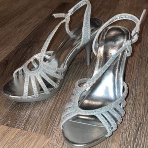 Silver women's heels